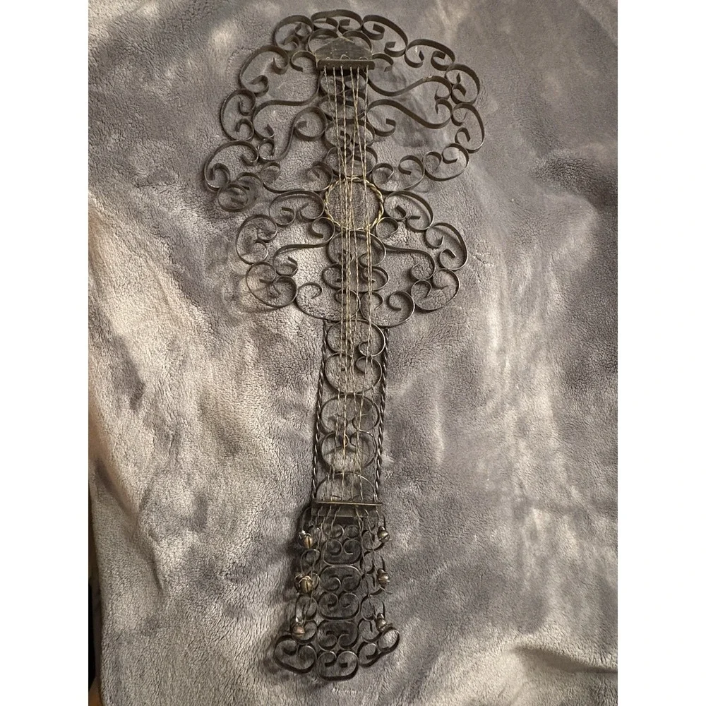 Vintage Mid-Century Wrought Iron Guitar Wall Art - 25